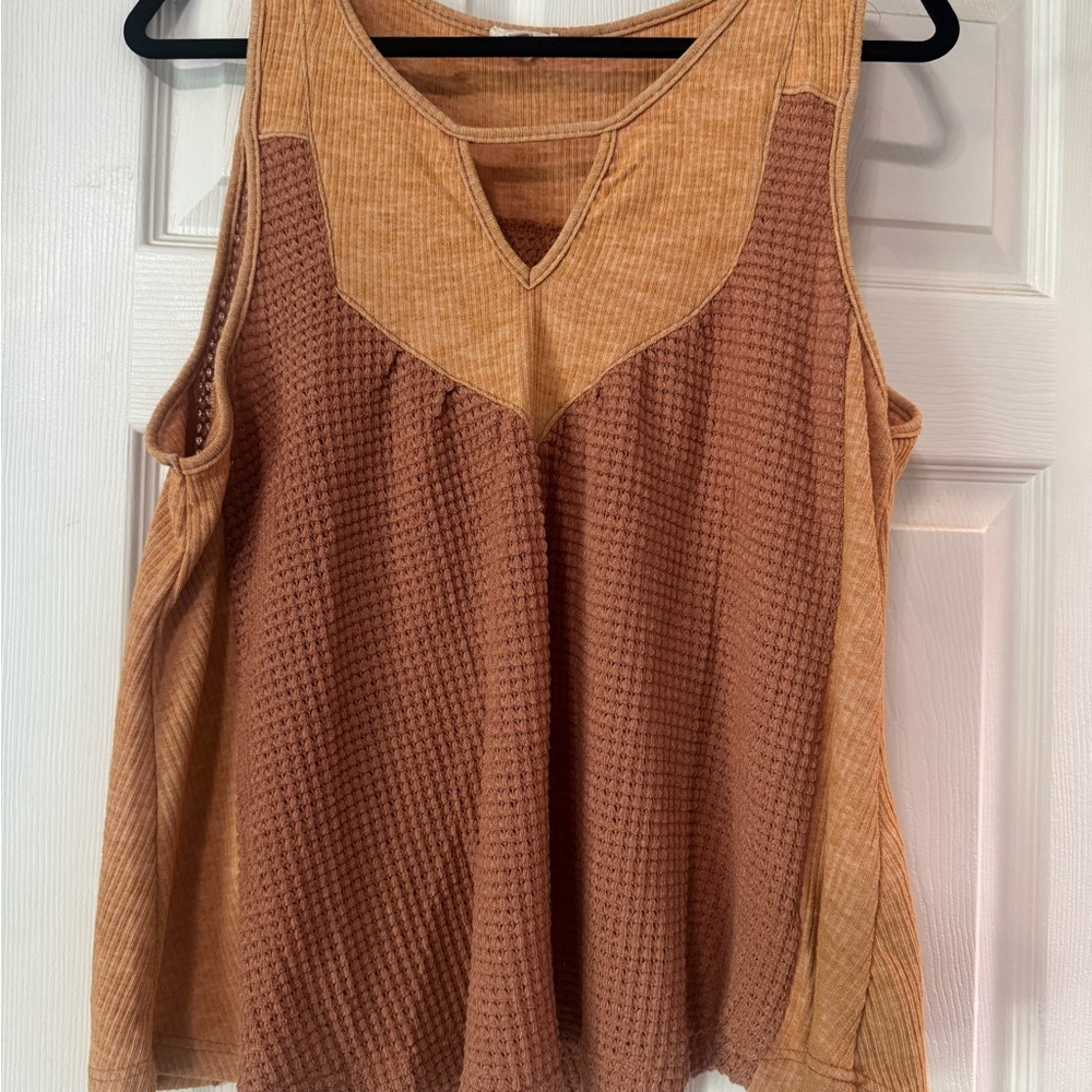 POL Tan Textured Tank Top